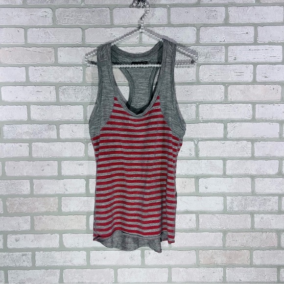 Rag & Bone Knit Raglan Racerback Gray and Orange Striped Tank Top Size S - Picture 4 of 9